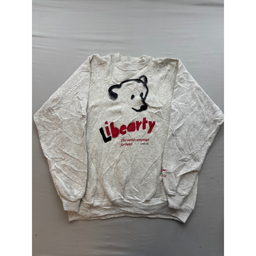 Vintage 1992 Hanes Libeary World Campaign For Bears Sweatshirt XXL Gray WSPA USA